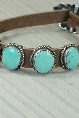 7 Stone Turquoise, Sterling Silver and Leather Bracelet - Danny Martinez - High Lonesome Trading