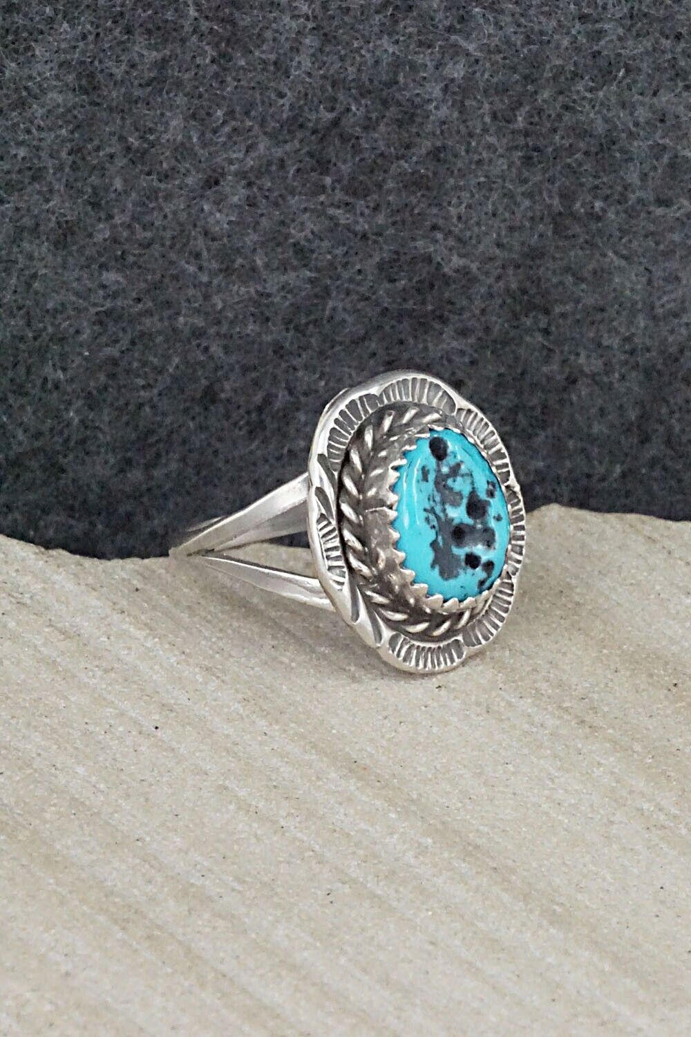 Turquoise & Sterling Silver Ring - Freda Martinez - Size 8