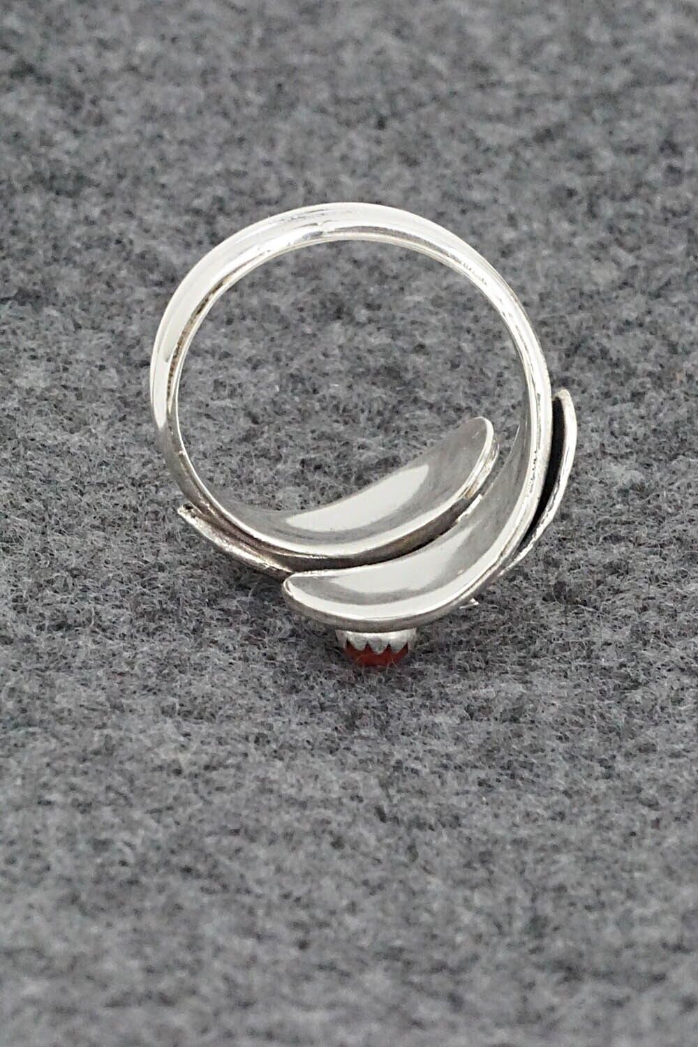 Coral & Sterling Silver Ring - Genevieve Francisco - Size 7