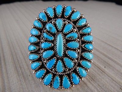 Navajo Sterling Silver & Turquoise Ring - Eunise Wilson - High Lonesome Trading
