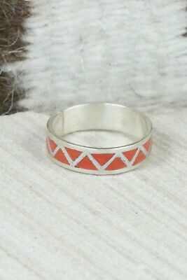 Coral & Sterling Silver Ring - Tina Haloo - Size 7.5