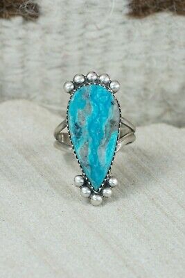 Navajo Turquoise and Sterling Silver Ring - Selina Warner - Size 7.75