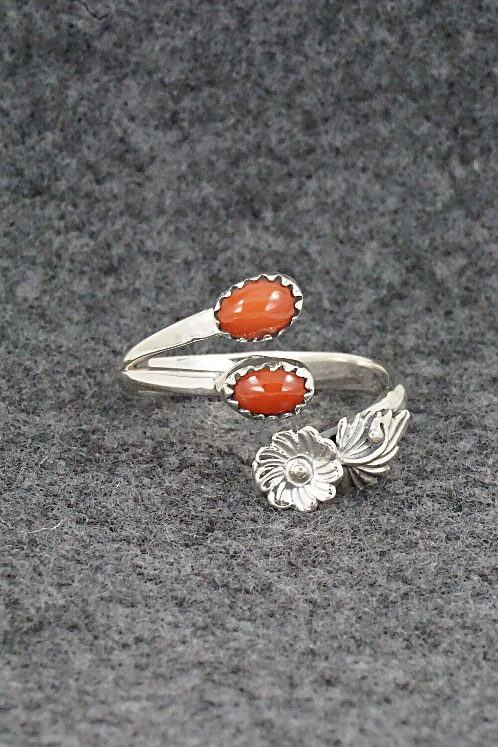 Coral & Sterling Silver Ring - Harris Largo - Size 10 – High