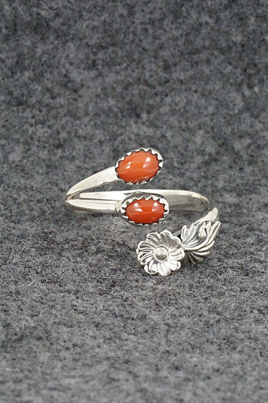 Coral & Sterling Silver Ring - Harris Largo - Size 8.75