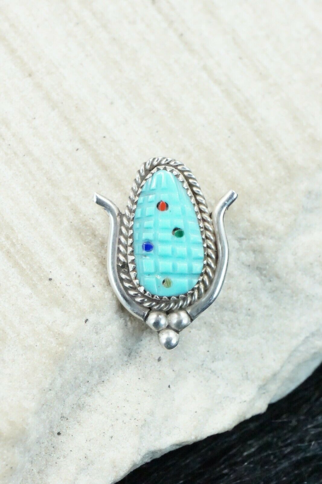 Turquoise & Sterling Silver Pendant/ Pin - Tracy Bowekaty
