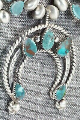 Turquoise & Sterling Silver Squash Blossom Set - Selina Warner - High Lonesome Trading