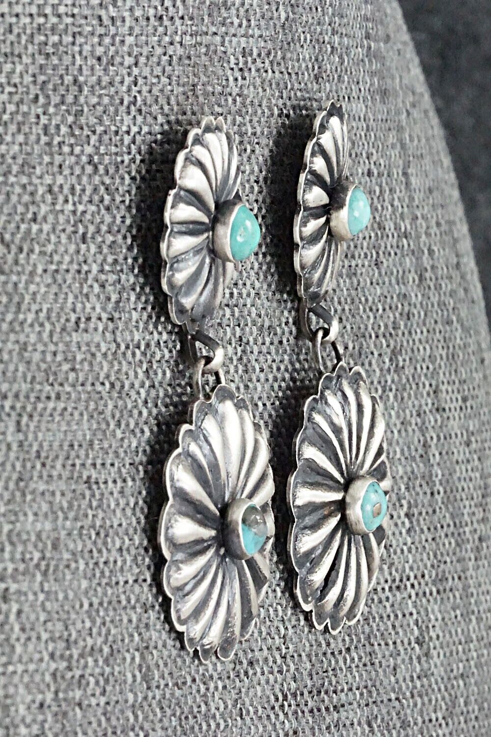 Turquoise and Sterling Silver Earrings - Eugene Charley