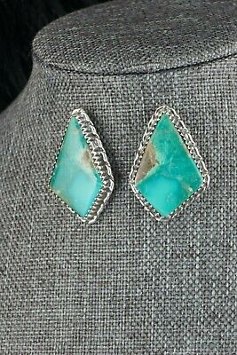 Navajo Turquoise & Sterling Silver Earrings - Alvin Joe - High Lonesome Trading