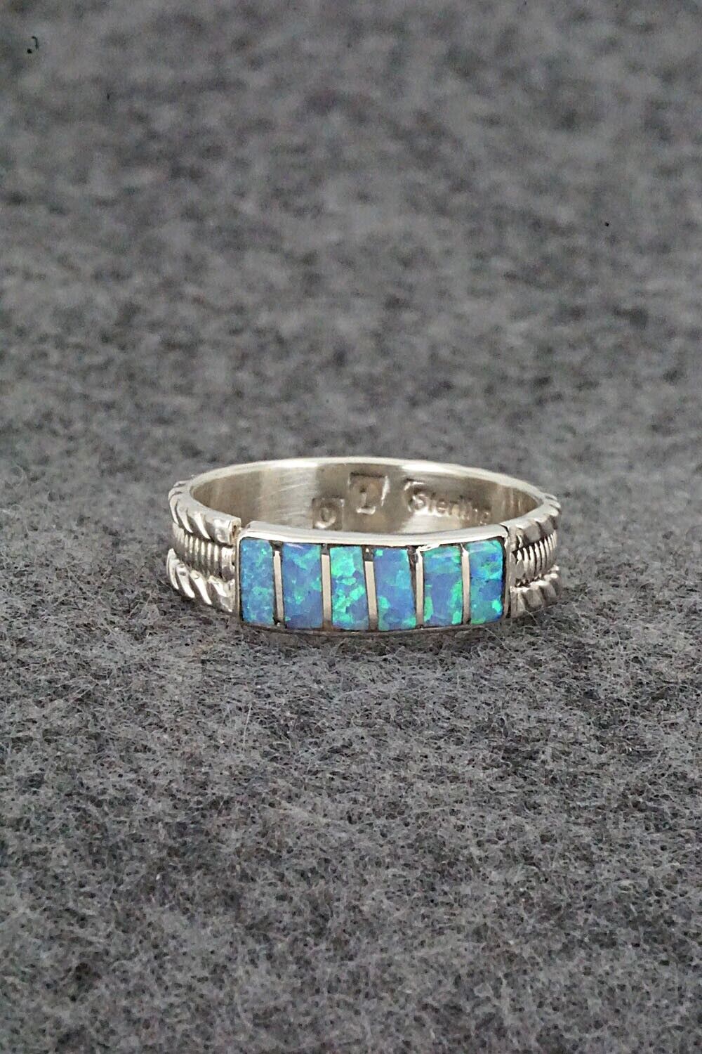 Opalite & Sterling Silver Inlay Ring - Orlando Laweka - Size 7.25