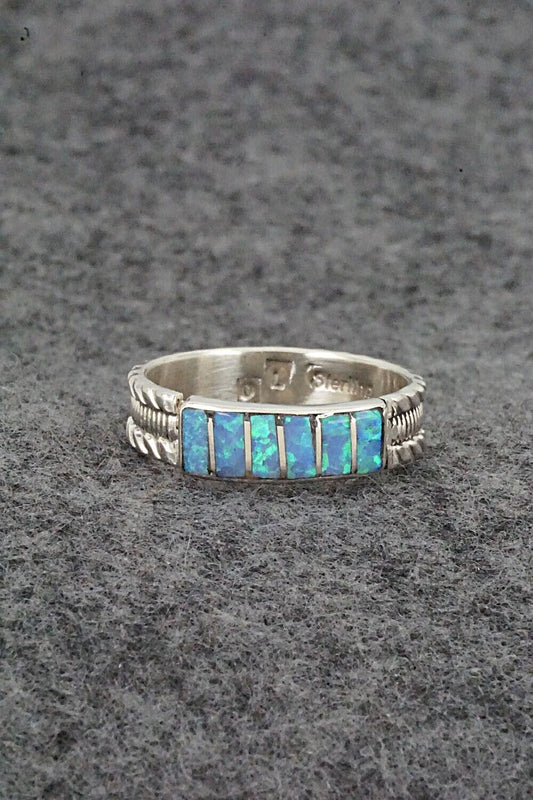 Opalite & Sterling Silver Inlay Ring - Orlando Laweka - Size 7.25