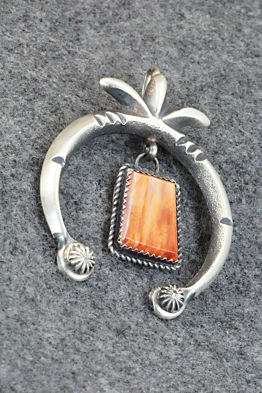 Spiny Oyster and Sterling Silver Naja Pendant - Martha Cayatineto