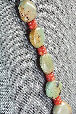 Turquoise, Coral & Sterling Silver Necklace - Navajo