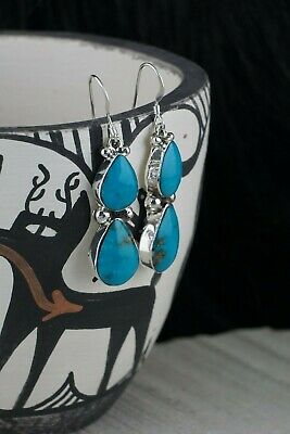 Navajo Turquoise & Sterling Silver Earrings - Irvin Tsosie - High Lonesome Trading