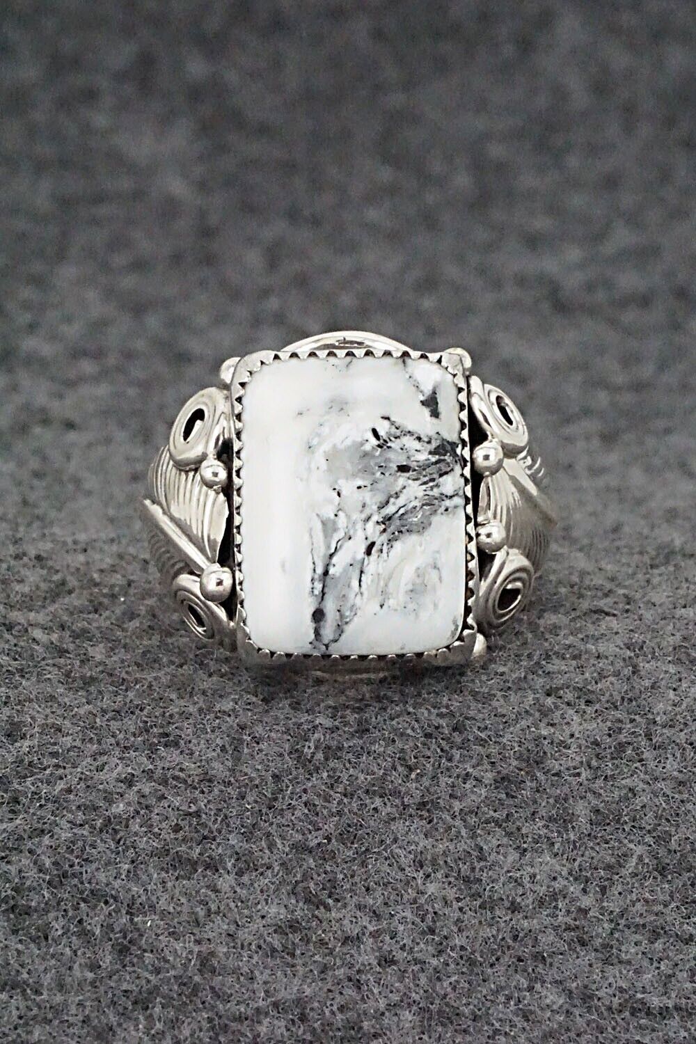 White Buffalo & Sterling Silver Ring - Darrell Morgan - Size 13