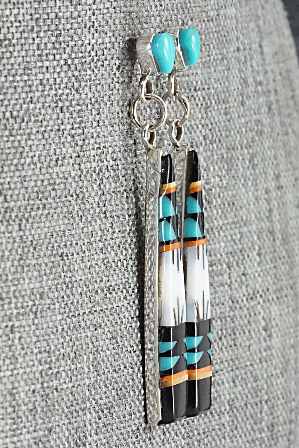 Multi Stone Inlay & Sterling Silver Earrings - Fernando Lemintino