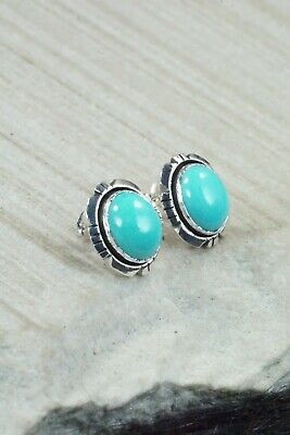 Turquoise & Sterling Silver Earrings - Amos Begay