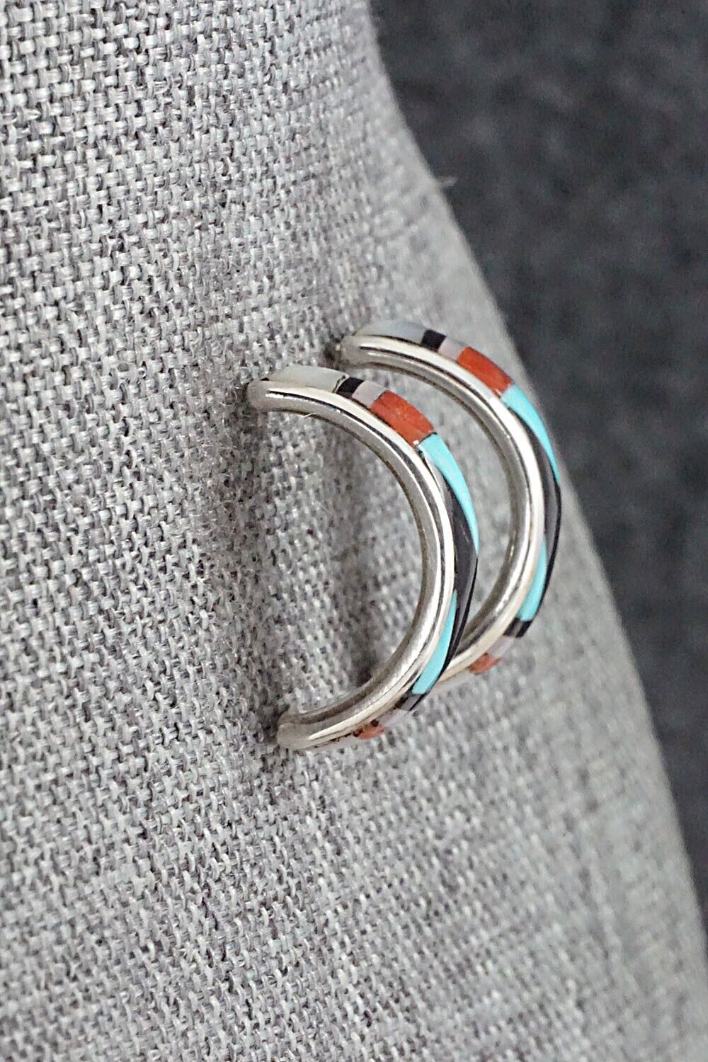 Multi Stone Inlay & Sterling Silver Earrings - Delberta Boone