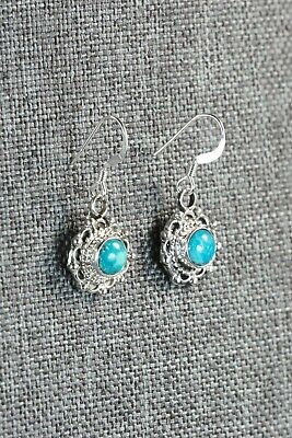 Navajo Turquoise & Sterling Silver Earrings - Freida Martinez