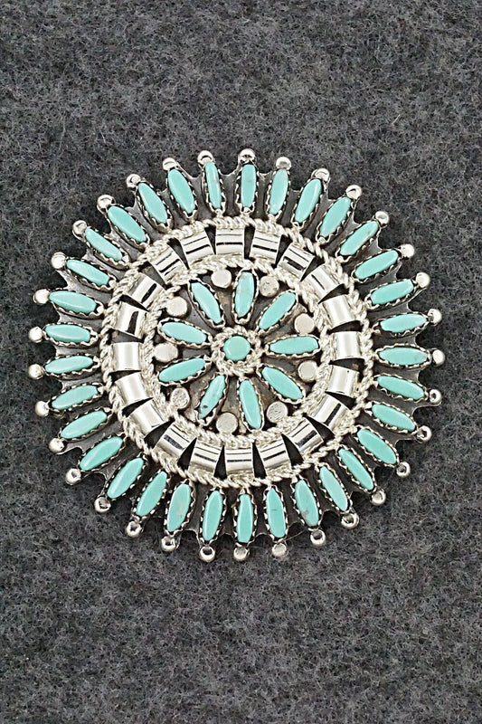 Turquoise & Sterling Silver Pendant/Pin - Nathaniel Nez