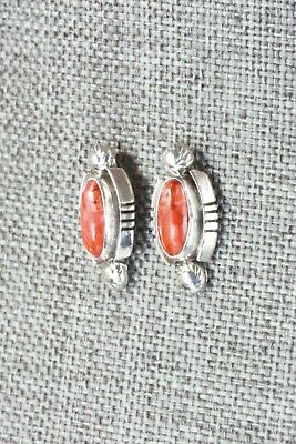 Spiny Oyster & Sterling Silver Earrings - Navajo