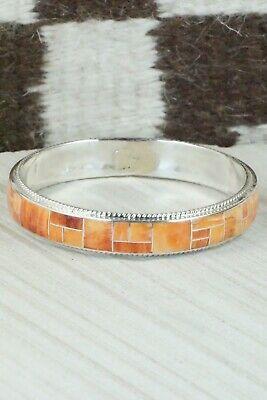 Spiny Oyster & Sterling Silver Bangle Bracelet - Ricky Booqua - High Lonesome Trading