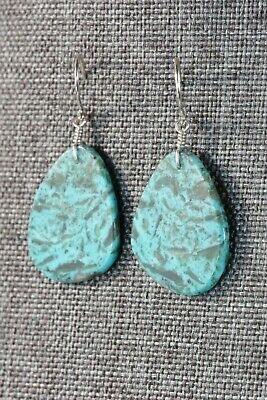 Turquoise & Sterling Silver Earrings - Lester Abeyta - Santo Domingo - High Lonesome Trading