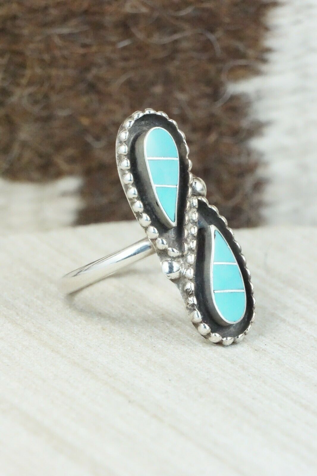 Turquoise & Sterling Silver Ring - Lloyd Salvador - Size 11