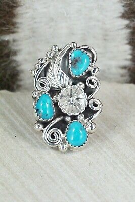 Turquoise & Sterling Silver Ring - Shirley Largo - Size 6.5