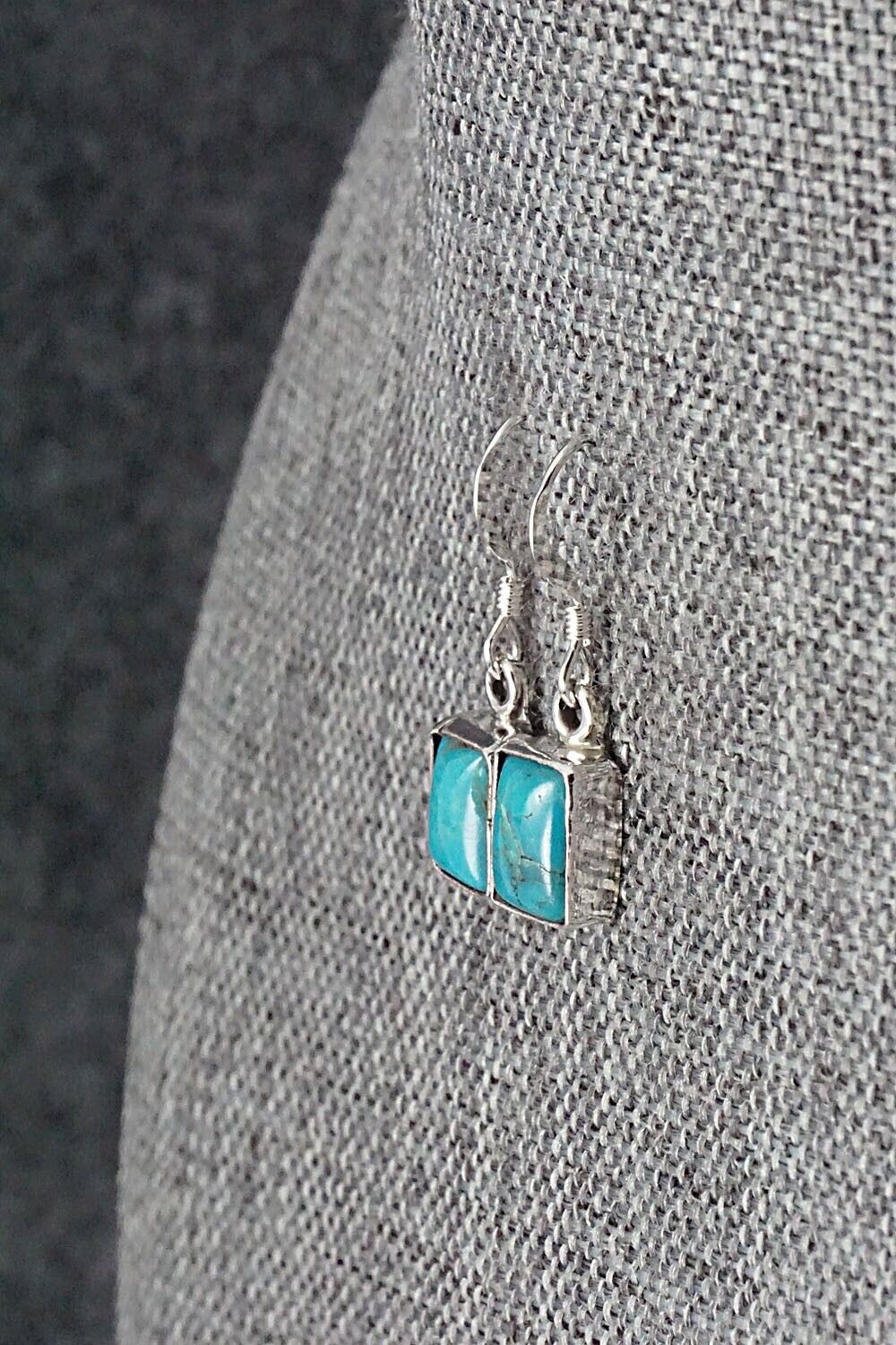 Turquoise & Sterling Silver Earrings - Lee Shorty