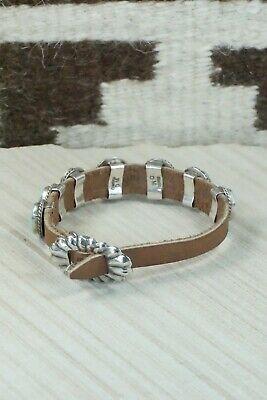7 Stone Turquoise, Sterling Silver and Leather Bracelet - Danny Martinez - High Lonesome Trading