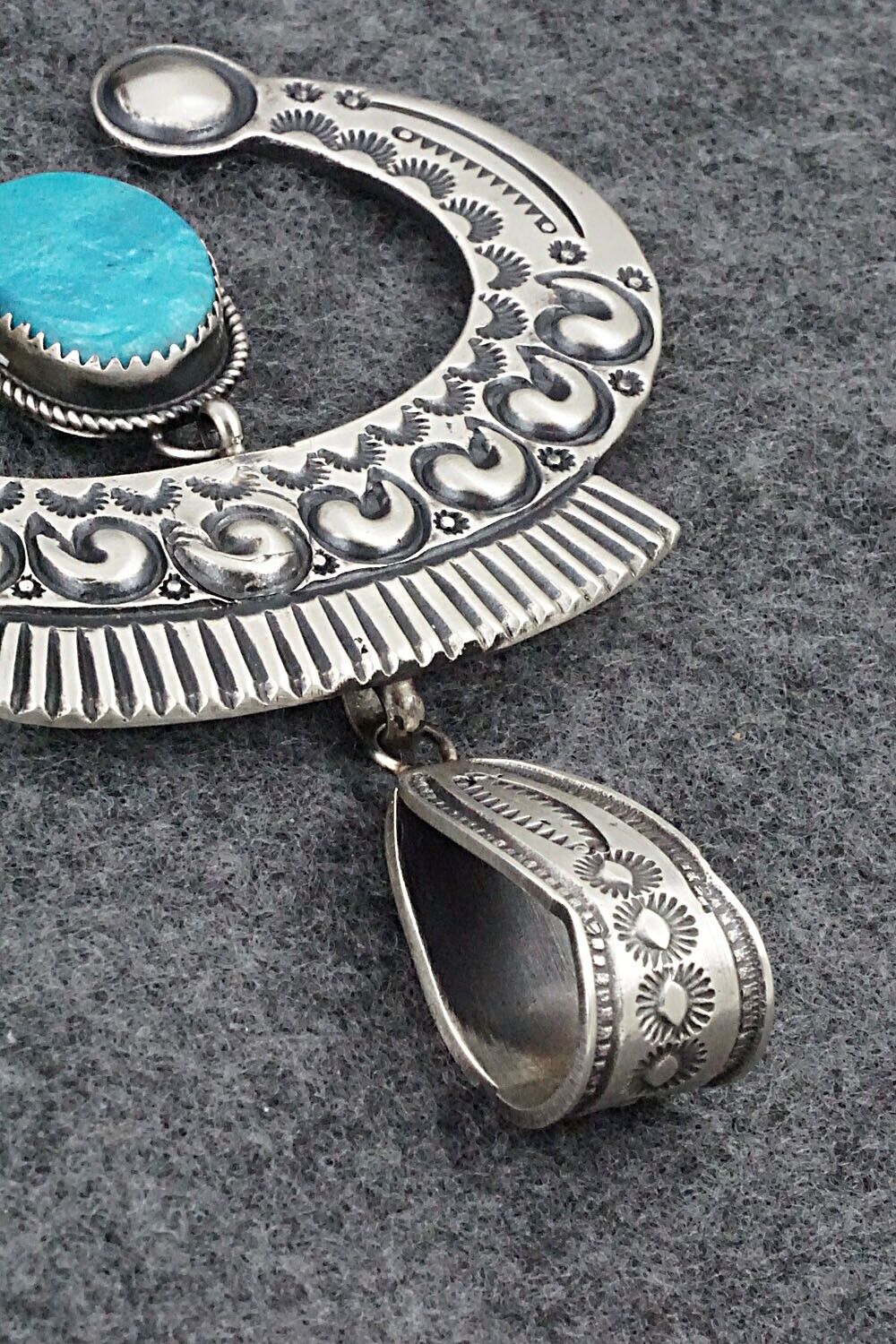 Turquoise and Sterling Silver Pendant - Martha Cayatineto