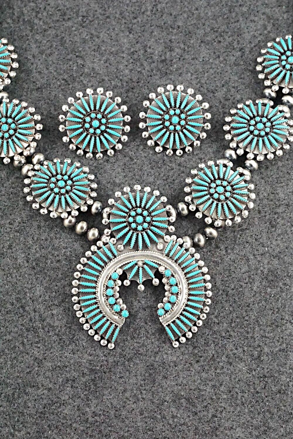 Turquoise & Sterling Silver Squash Blossom Set - Sibert Bowannie Sr.