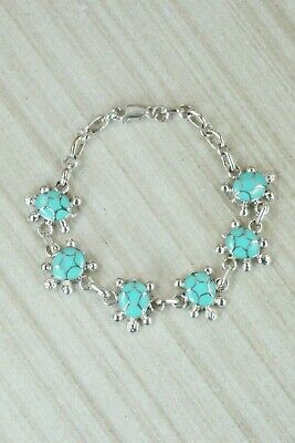 Turquoise & Sterling Silver Link Bracelet - Amielda Peynetsa