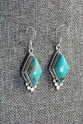 Navajo Turquoise & Sterling Silver Earrings - Verley Betone