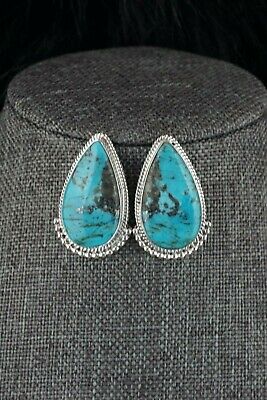 Navajo Sterling Silver & Turquoise Earrings - Mark Barney - High Lonesome Trading