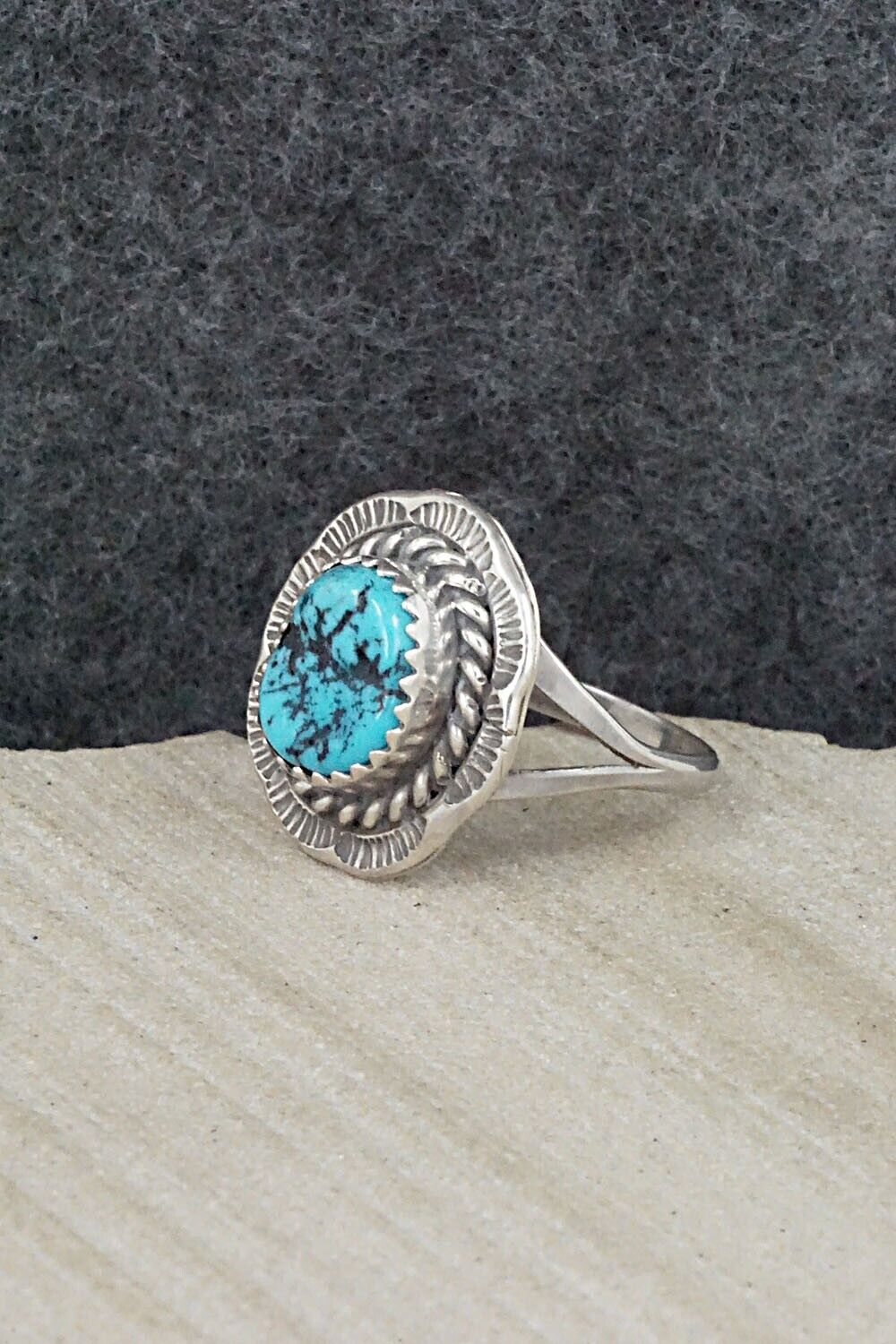 Turquoise & Sterling Silver Ring - Freda Martinez - Size 8