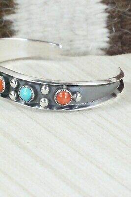 Turquoise, Coral & Sterling Silver Bracelet - Paul Largo