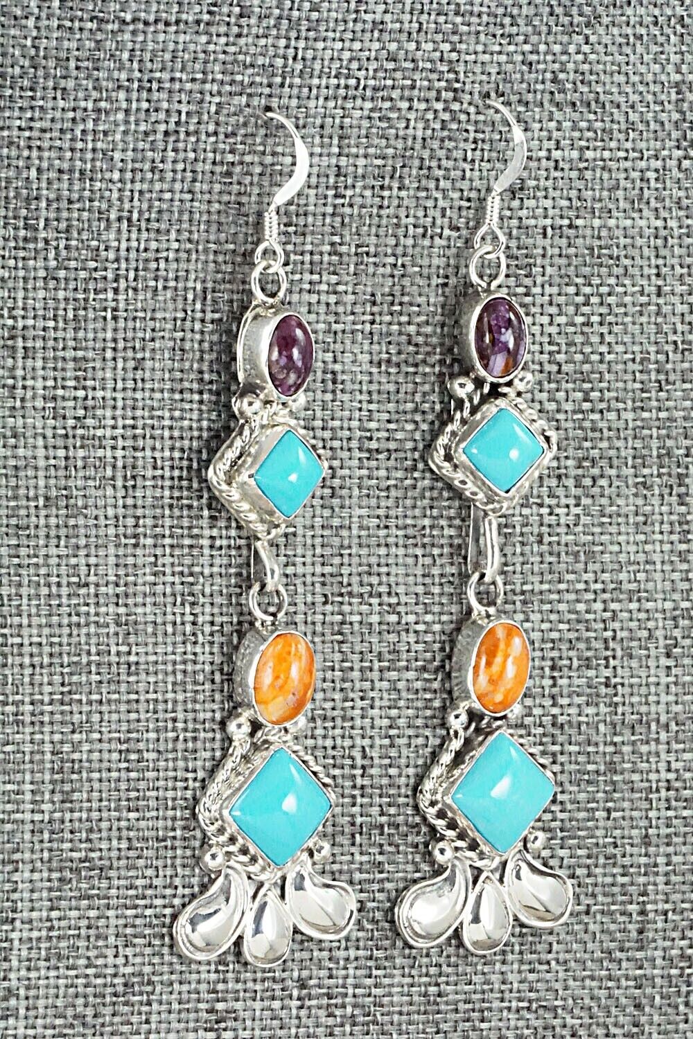 Turquoise, Spiny Oyster & Sterling Silver Earrings - Sharon McCarthy