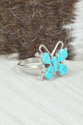 Turquoise & Sterling Silver Ring - Sylvia Noche - Size 7.75