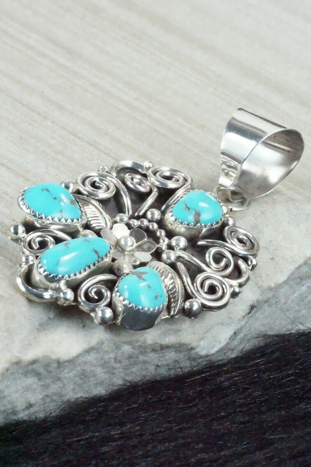Turquoise & Sterling Silver Pendant - Shirley Largo