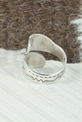 Turquoise, Coral & Sterling Silver Ring - Jolene Jazzie - Size 7.5