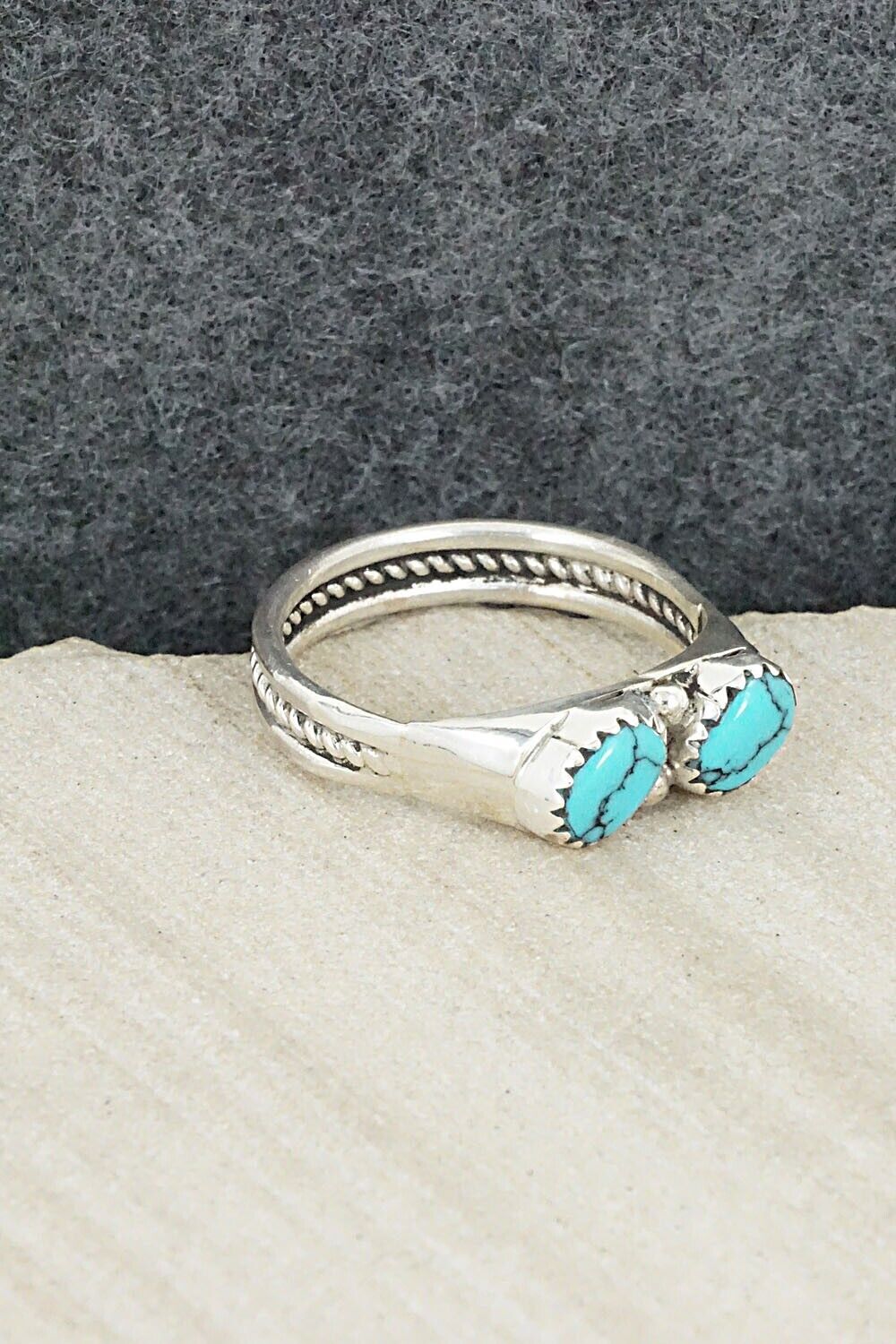 Turquoise and Sterling Silver Ring - Roy Thompson - Size 11.75