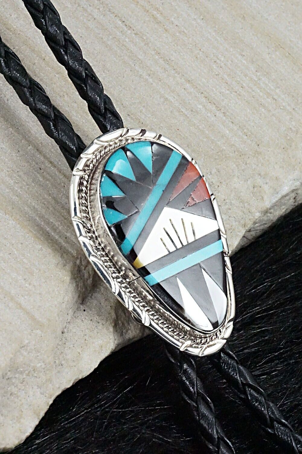 Multi Stone & Sterling Silver Bolo Tie - Gladys Lamy