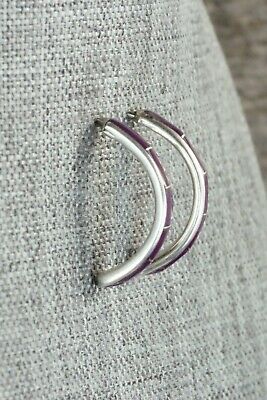 Spiny Oyster & Sterling Silver Earrings - Richard Edaakie