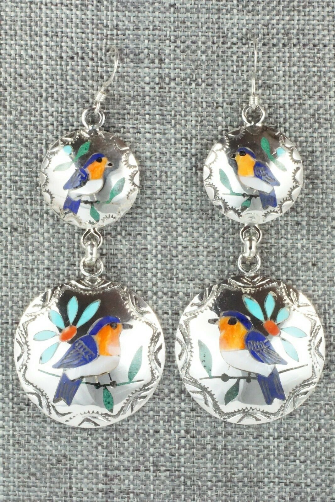 Multi Stone & Sterling Silver Earrings - Quintin Quam Sr.