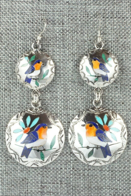 Multi Stone & Sterling Silver Earrings - Quintin Quam Sr.