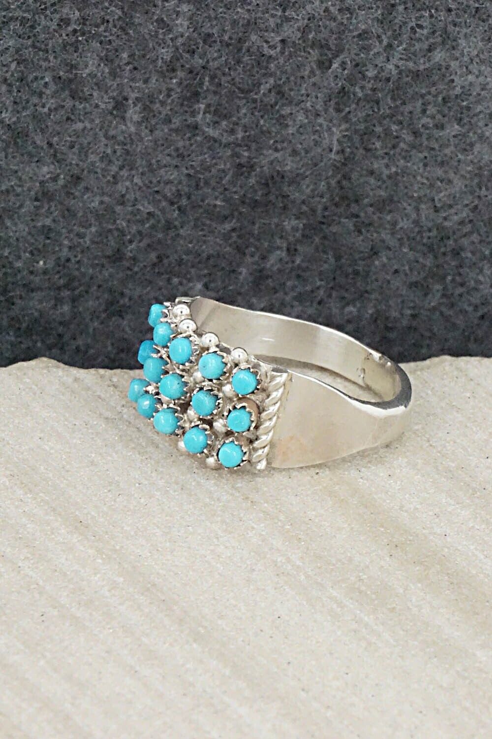 Turquoise & Sterling Silver Ring - April Haloo - Size 9