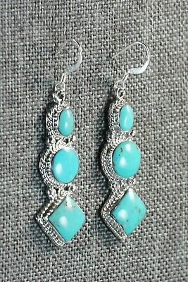Turquoise & Sterling Silver Earrings - Annie Spencer - Navajo