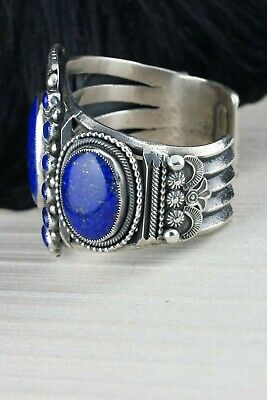 Navajo Lapis & Sterling Silver Bracelet - Myron Etsitty - High Lonesome Trading