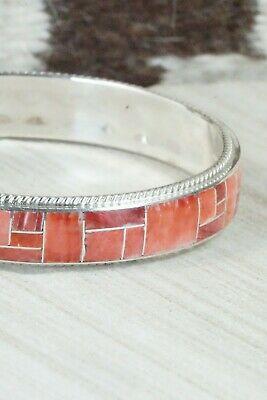 Spiny Oyster & Sterling Silver Bangle Bracelet - Ricky Booqua - High Lonesome Trading